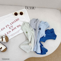 Áo thun áo ba lỗ cho bé trai thun cotton bozip thêu cún dễ thương size 1 đến 7 tuổi BERNIE T0225A24