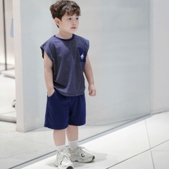 Set bộ tanktop kẻ ngang cho bé trai áo thun túi cách điệu kèm quần short 9 đến 25kg BERNIE P1124B88