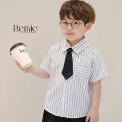 Áo sơ mi tay dài kẻ sọc kèm cà vạt cho bé trai đi chơi đi tiệc sành điệu 1 đến 7 tuổi BERNIE HA1109