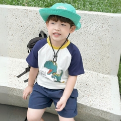 Set bộ tay ngắn bé trai áo thun zaclang họa tiết khủng long cool kid và quần short denim 9 tới 28kg BERNIE H1224B10