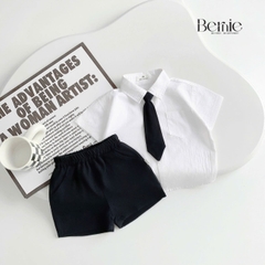 Set sơ mi cho bé trai bé gái áo sơ mi trắng kèm quần hoặc chân váy cùng cà vạt và nơ rời size 1 đến 7 tuổi BERNIE H0525B33