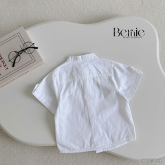 Áo sơ mi trắng ngắn tay cổ trụ, cổ tàu cho bé trai size 1 tuổi tới 7 tuổi Bernie T0625A26