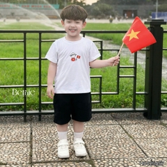 Áo thun tay ngắn unisex cho bé trai bé gái họa tiết in chữ Độc lập - Tự do size 9 tới 25kg BERNIE H0425A57