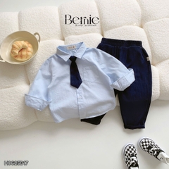 Set bộ sơ mi dài tay áo sơ mi kèm quần kaki dài phối cà vạt cho bé trai Classic Boy 9 đến 28kg BERNIE H0625B17
