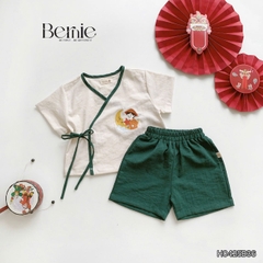 Set bộ đũi cột dây họa tiết thêu chú Cuội trung thu cho bé trai size 1 đến 6 tuổi BERNIE H0425B36