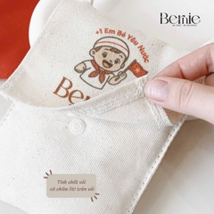 Túi vải canvas trẻ em đéo chéo in em bé yêu nước kích thước nhỏ 11 x 14cm làm phụ kiện thời trang BERNIE
