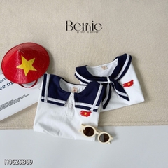Set thủy thủ bé trai bé gái học sinh thêu lá cờ đỏ yêu nước Việt Nam 1 đến 8 tuổi Bernie H0625B08