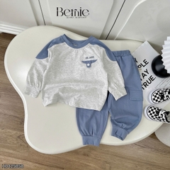Set bộ tay dài cho bé trai tay áo phối màu họa tiết thêu BERNIE kèm quần dài 1 đến 7 tuổi H0425B58
