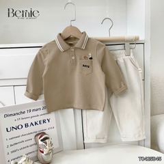 Set bộ polo dài tay chất polo cá sấu họa tiết thêu Gấu Boy kèm quần kaki dài cho bé trai size 1 đến 7 tuổi BERNIE T0425B45