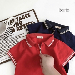 Set bộ polo tay ngắn cổ bo dệt khóa kéo kèm quần short cho bé trai size 1 đến 7 tuổi BERNIE H0725B59
