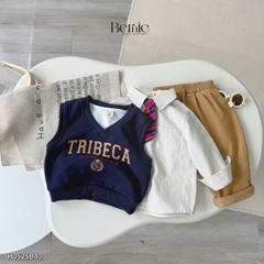 Set bộ gi lê 4 chi tiết áo sơ mi dài tay áo gi lê rời quần kaki kèm cà vạt size 1 đến 7 tuổi BERNIE H0525B40