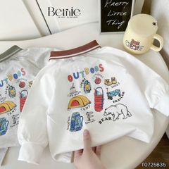 Set bộ polo thun cotton dài tay áo polo họa tiết hình in kèm quần dài cho bé trai size 9 tới 28kg BERNIE T0725B35
