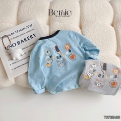 Áo thun áo phông tay dài họa tiết Animal unisex cho bé trai bé gái đi học đi chơi 9 đến 27kg BERNIE T0725A38