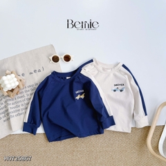 Set bộ thun cotton phối màu tay áo raplang dài cho bé trai họa tiết thêu Driver kèm quần dài 9 tới 28kg BERNIE H0725B67
