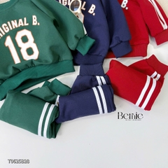 Set bộ dài thể thao unisex họa tiết hình in Double kèm quần dài cho bé trai bé gái size 9 tới 28kg BERNIE T0625B35