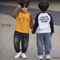 Áo thun áo phông dài tay raplang họa tiết Penguin unisex cho bé trai bé gái đi học đi chơi 9 đến 28kg BERNIE T0725A37