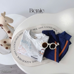 Set bộ thun cotton dài tay cho bé trai áo thun họa tiết hình in dễ thương kèm quần dài size 9 tới 28kg BERNIE T0825B09