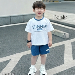 Set đồ thun tay ngắn basic phối màu cho bé trai mùa hè Hello summer size 1 đến 7 tuổi BERNIE H0225B32