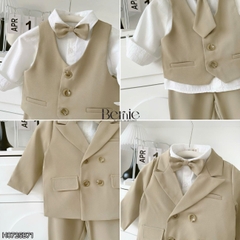 Set bộ vest hoàng gia 6 chi tiết dài tay màu nâu bé trai đi tiệc đi sự kiện size 9 tới 28kg BERNIE H0725B71