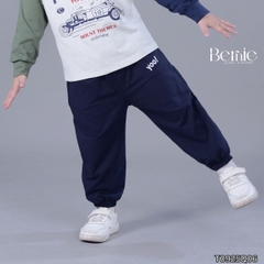 Quần dài quần nỉ da cá gấu bo chun họa tiết thêu chữ Yoo cho bé trai bé gái size 9 tới 25kg BERNIE T0925Q06