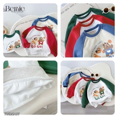 Áo thun Sweater Brit tay dài raplang phối màu họa tiết hoạt hình cho bé trai bé gái 1 đến 7 tuổi BERNIE T0625A07