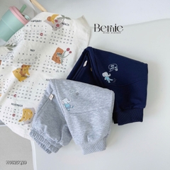 Quần dài quần nỉ da cá gấu bo chun họa tiết thêu chữ Yoo cho bé trai bé gái size 9 tới 25kg BERNIE T0925Q06
