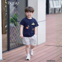 Set bộ cotton planet vũ trụ  rực rỡ sắc màu cho bé trai áo thun cotton họa tiết khám phá vũ trụ và quần short đùi 1 đến 7 tuổi BERNIE T1025B24Đ