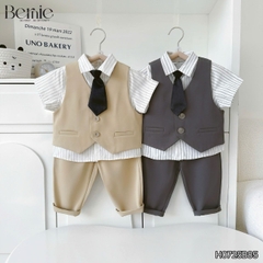  Set vest gi lê cộc tay quần dài Luxe 4 chi tiết cho bé trai phong cách Hàn quốc size 8 tới 25kg BERNIE H0725B85