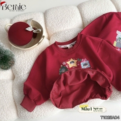 Áo Noel màu đỏ áo thun Giáng sinh dài tay cho bé trai bé gái size 1 đến 7 tuổi BERNIE T1025A04
