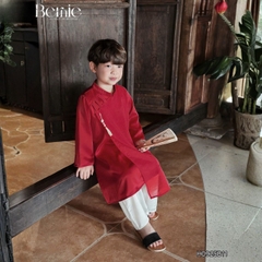 Set áo dài cách tân kèm quần cho bé trai chất lụa vân Thiên tử mặc Tết size 9 đến 25kg BERNIE H0925B11