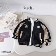 Áo khoác gió 2 lớp áo bomber phong cách thể thao họa tiết thêu cho bé trai bé gái size 9 đến 25kg BERNIE H0825A35