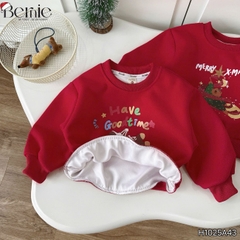 Áo Noel màu đỏ áo thun Giáng sinh cho bé trai bé gái tay dài chất nỉ 2 da size 1 đến 7 tuổi BERNIE H1025A43