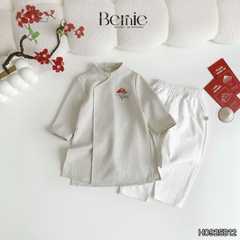 Set áo dài cách tân kèm quần cho bé trai chất lụa vân Thiên tử mặc Tết size 9 đến 25kg BERNIE H0925B11