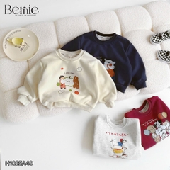 Áo thun áo nỉ lót lông tay dài họa tiết nghộ nghĩnh nhiều màu cho bé trai bé gái size 11 tới 28kg BERNIE H1025A49
