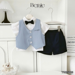  Set vest gi lê tay ngắn 4 chi tiết phối màu Classic Boy cho bé trai phong cách Hàn quốc size 8 tới 25kg BERNIE T1025B03