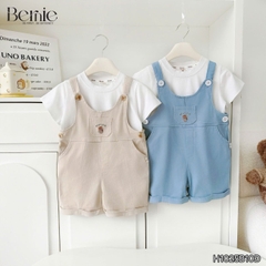  Set Yếm ngắn kèm áo thun Gấu Bóng chày cho bé trai bé gái unisex phong cách hàn quốc size 1 đến 7 tuổi BERNIE H1025B10Đ