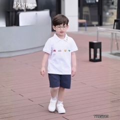 Set bộ polo Xe sắc màu cho bé trai áo thun polo tay ngắn và quần short jean size 9 tới 28kg BERNIE T1125B09