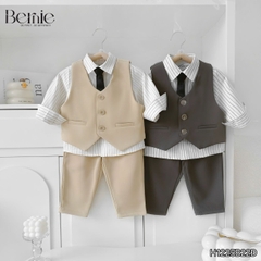 Set vest gi lê tay dài Luxe cho bé trai 4 chi tiết phong cách Hàn quốc size 8 tới 25kg BERNIE H1225B22Đ