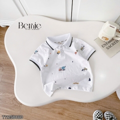 Set bộ Polo Xe tinh nghịch cho bé trai áo thun polo tay ngắn và quần short kaki size 9 tới 28kg BERNIE T1125B08Đ