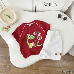 Set bộ khủng long Big Player cho bé trai áo tay ngắn raplang kèm quần short kaki bé trai 9 tới 28kg BERNIE H1125B32