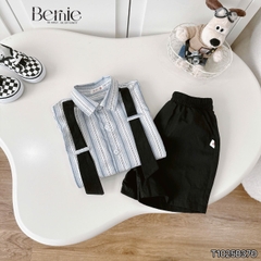 Set sơ mi dài tay phối sọc dây đai Urban bé trai phong cách công tử kèm quần dài BERNIE T1025B37Đ