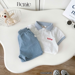 Set bộ polo đi biển cho bé trai áo thun polo tay ngắn và quần short jean size 9 tới 28kg BERNIE H1025B53