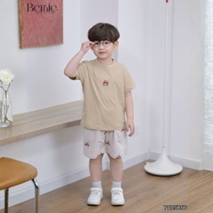 Set bộ tay ngắn họa tiết thêu Let's play kèm quần short nỉ chân cua cho bé trai size 9 tới 28kg BERNIE T1125B56