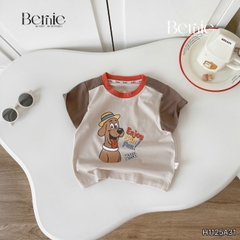 Áo thun cho bé trai tay ngắn phối màu họa tiết hoạt hình Happy size 9 tới 28kg BERNIE H1125A31