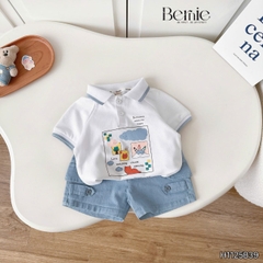 Set bộ polo tay ngắn cho bé trai họa tiết Baby Cloud kèm quần short size 9 tới 28kg BERNIE H1125B39