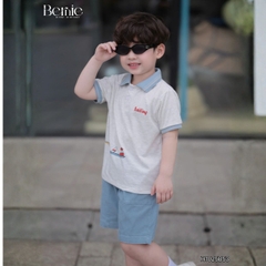Set bộ polo đi biển cho bé trai áo thun polo tay ngắn và quần short jean size 9 tới 28kg BERNIE H1025B53