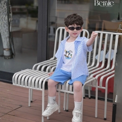 Set sơ mi 3CT Little Surfer cho bé trai áo sơ mi áo ba lỗ và quần short cho bé trai size 11 tới 28kg BERNIE H1225B30