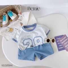 Set bộ tay ngắn cho bé trai họa tiết Best friend 28 kèm quần short kaki size 9 tới 28kg BERNIE H1125B44