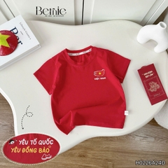 Áo thun áo Cờ đỏ sao vàng Việt Nam chất cotton tay ngắn unisex cho bé trai bé gái size 9 tới 28kg BERNIE H0226A24Đ