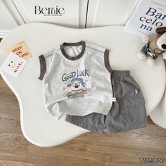 Set bộ tanktop áo thun họa tiết Poppy năng động kèm quần short cho bé trai  size 9 đến 25kg BERNIE T1125B06